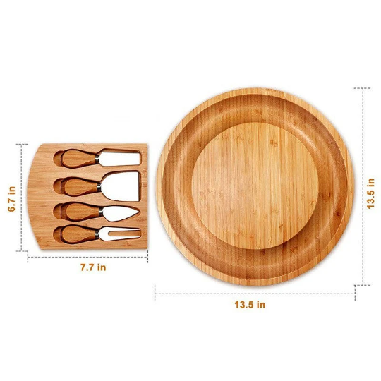 Bamboo Cheese Plate Set with Cheese Knife